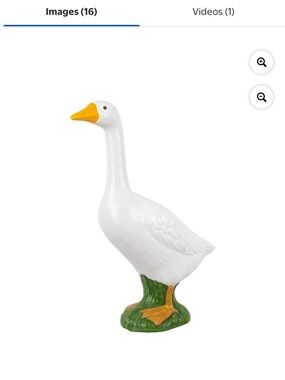 Mainstays White Porch Goose Figurine with Yellow Beak and Orange Feet